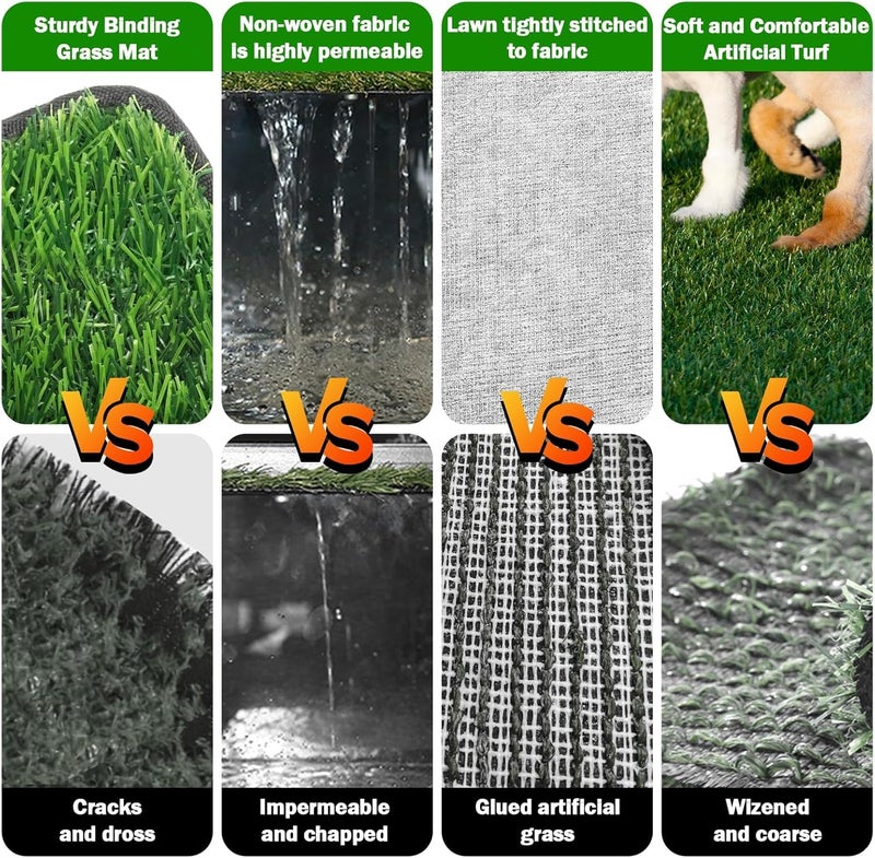 Annexfun Dog Grass Mat with Pee Pad 32×23", Medium Dog Litter Box Indoor Artificial Turf Grass Porch Waterproof Patio Potty Tray for Doggie Reusable Washable Pads and Lawn for Replacement for Puppy Training - Image 4